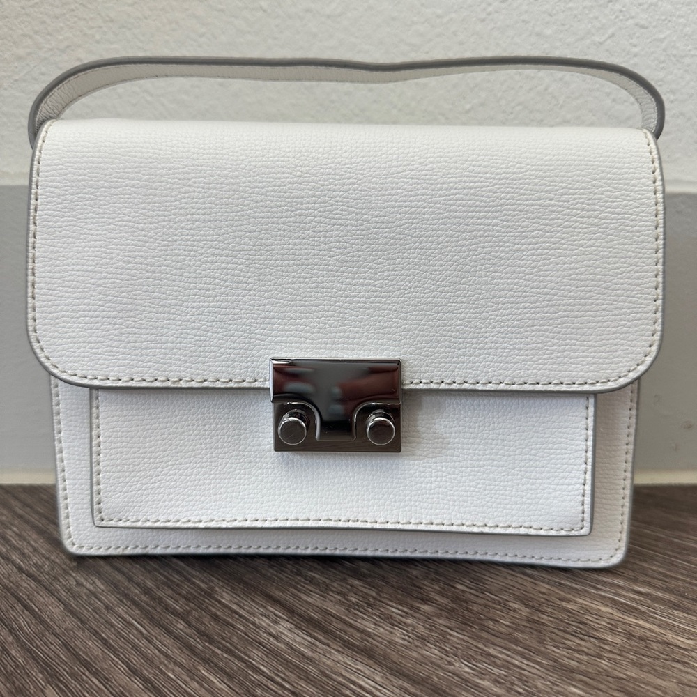 Loeffler Randall White Leather Top-Handle Crossbody Bag